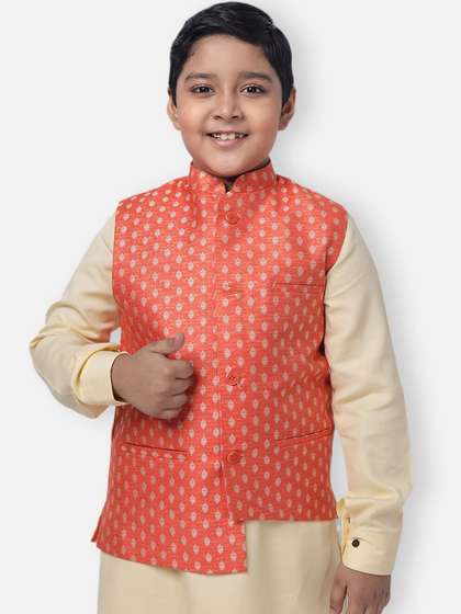 NAMASKAR Boys Printed Woven Nehru Jacket