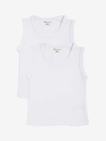 Kanvin Boys Pack of 2
                    White Ribbed Thermal Vests