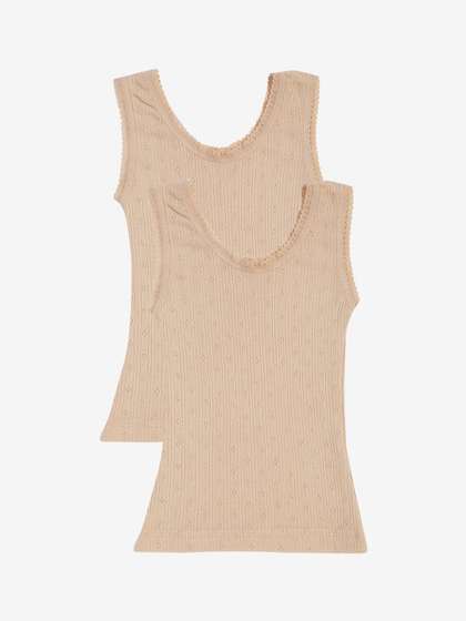 Kanvin Girls Pack Of 2
                    Beige Self Design Thermal Tops