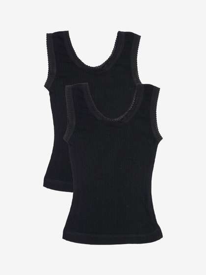 Kanvin Girls Pack Of 2
                    Black Self Design Thermal Tops