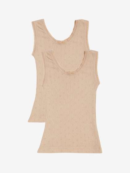 Kanvin Girls Pack Of 2
                    Beige Self Design Thermal Tops