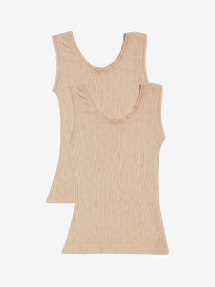 Kanvin Girls Pack Of 2
                    Beige Self Design Thermal Tops