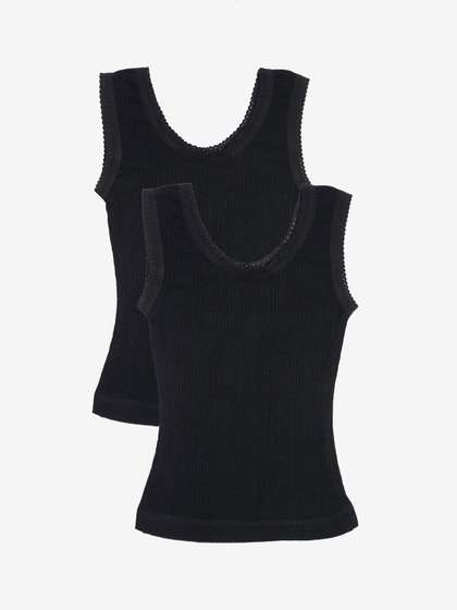 Kanvin Infant Girls
                      Pack Of 2 Black Solid Thermal Tops