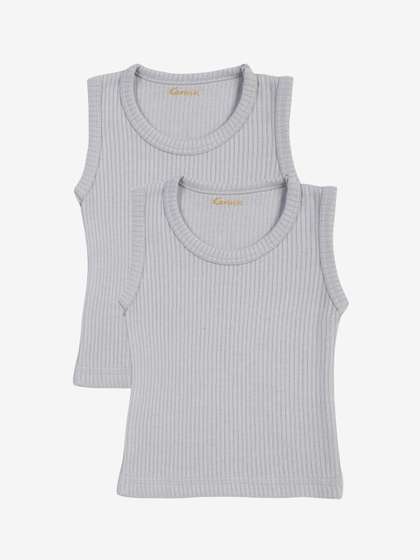 Kanvin Boys Pack Of 2
                      Grey Ribbed Thermal Vests