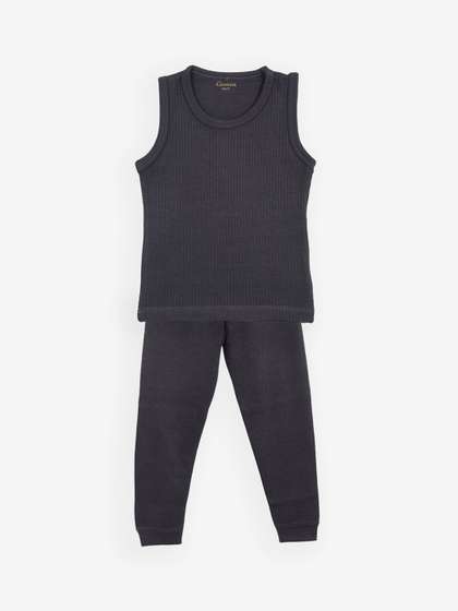 Kanvin Boys Charcoal
                    Grey Solid Thermal Set