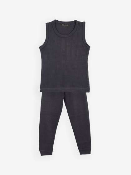 Kanvin Boys Charcoal
                    Grey Solid Thermal Set