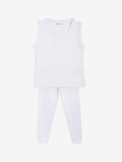 Kanvin Boys White Ribbed
                    Thermal Set