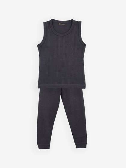 Kanvin Boys Charcoal
                    Grey Solid Thermal Set