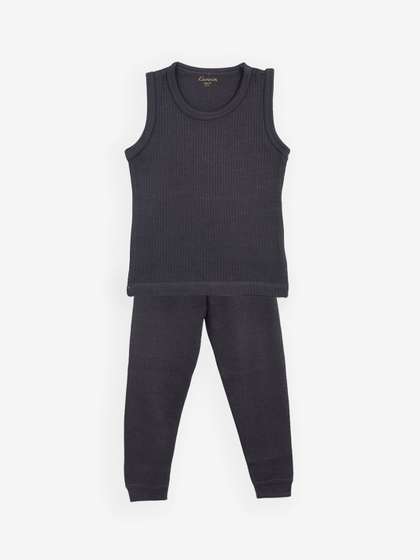 Kanvin Boys Charcoal
                    Grey Ribbed Thermal Set