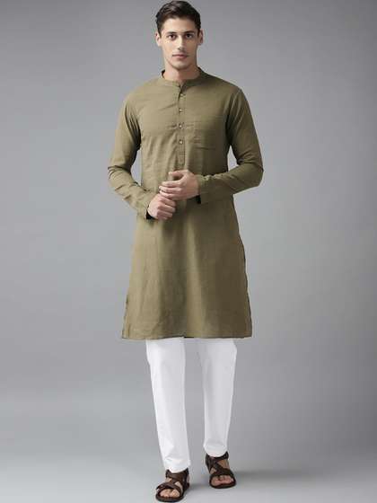 See Designs Olive
                      Green Thread Work A-Line Kurta