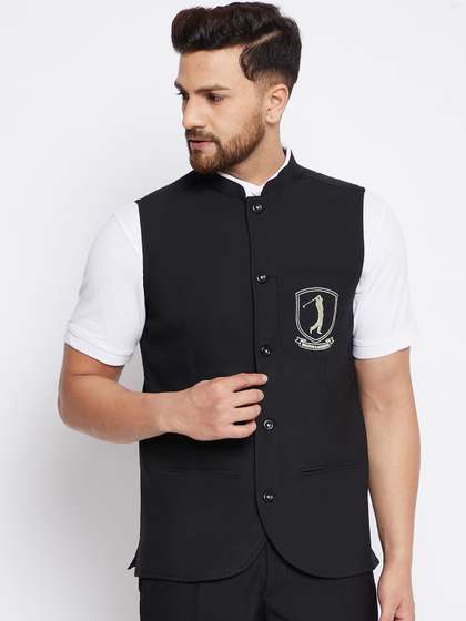 even Men Woven-Design Nehru Jacket