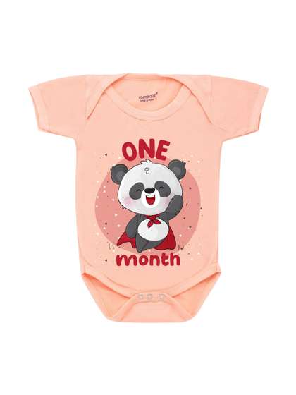 KNITROOT Infant Kids
                    Peach-Coloured & White One Month Printed Cotton
                    Bodysuit