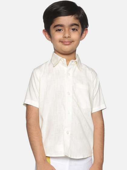 Sethukrishna Boys
                    Cream-Coloured Classic Opaque Cotton Casual Shirt