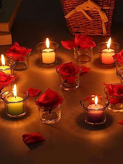 Homesake Glass 12 Piece Easy to Clean Diwali Candle Holder