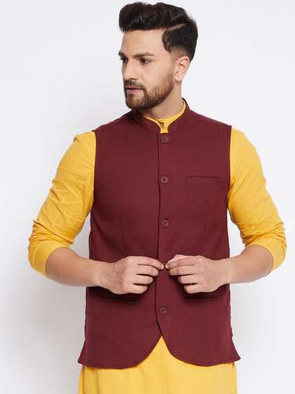 even Men Solid Woven Nehru Jacket