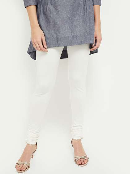 max Women Off-White
                        Solid Leggings