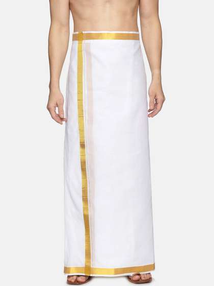 Sethukrishna Men
                        White Solid Readymade Dhoti