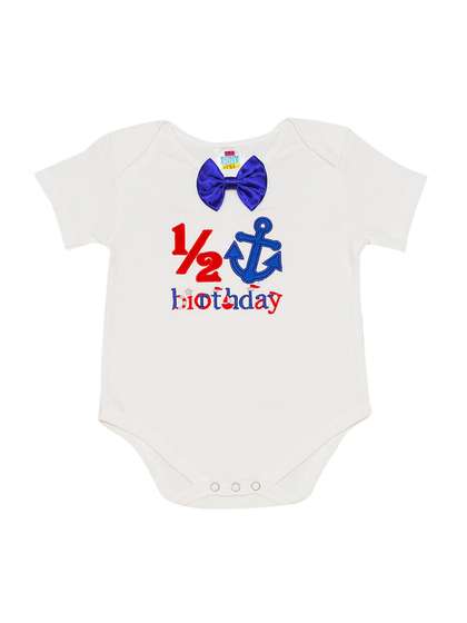 TINY MINY ME Boys White
                    Printed Bodysuit With Bow