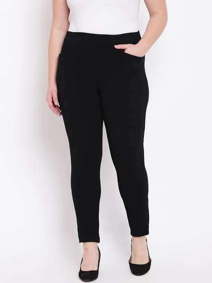 The Pink Moon Women
                        Black Slim Fit Stretchable Trousers