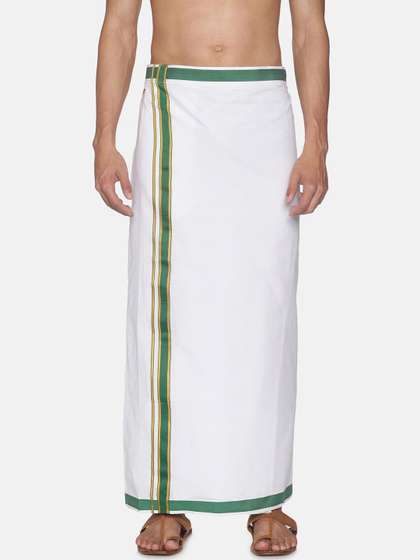 Sethukrishna Men
                          White Solid Cotton Readymade Dhoti