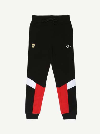 Alan Jones Boys Black
                      & Red Colourblocked Joggers