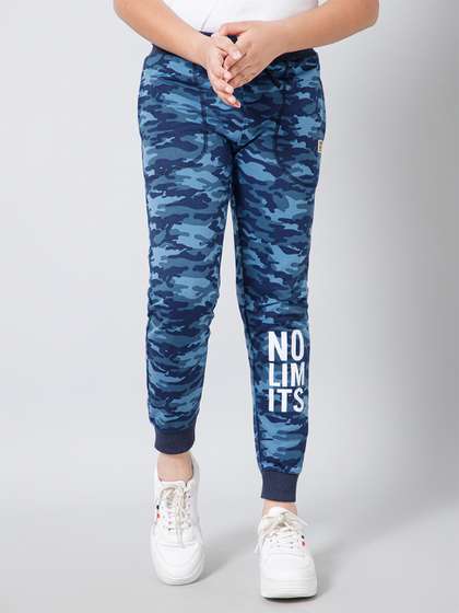 Alan Jones Boys Navy
                      Blue & Black Camouflage Printed Joggers