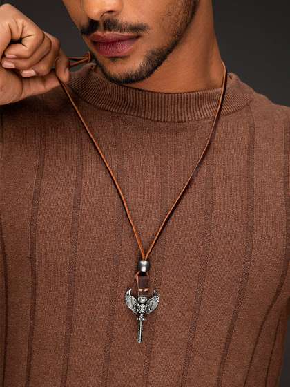 The Roadster Lifestyle
                    Co Men Brown & Silver-Toned Tribal Chain