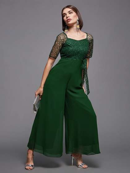 Miss Chase Women
                          Gorgeous Green Solid Bling and Sparkly
                          Jumpsuit