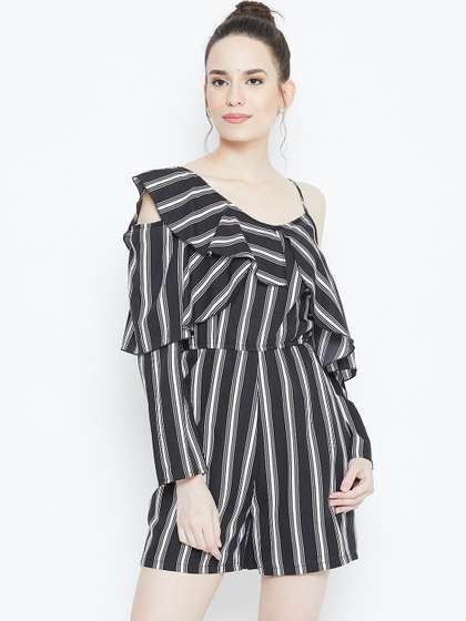 DODO & MOA Women
                        Black & White Striped Playsuit