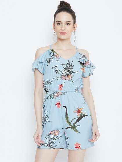 DODO & MOA Women
                        Blue & Red Printed Halter Neck Jumpsuit