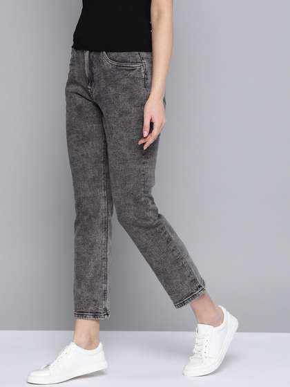 Mast & Harbour
                        Women Charcoal Grey Straight Fit Light Fade
                        Stretchable Washed Jeans