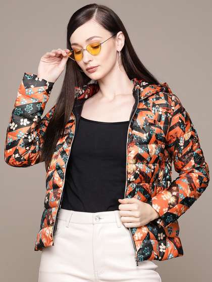Price History of Label Ritu Kumar Women Orange Black Puffer Jacket