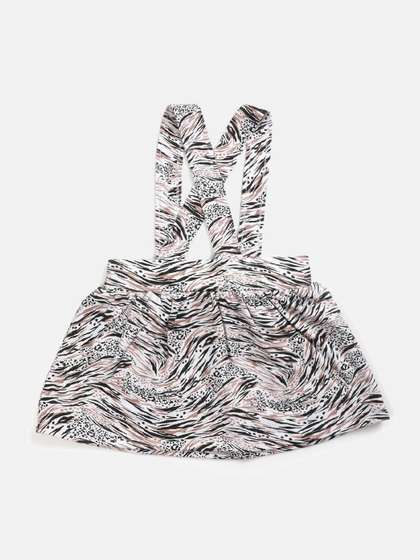 Softsens Girls Black
                    & White Animal Printed Flared Above Knee-Length
                    Skirt