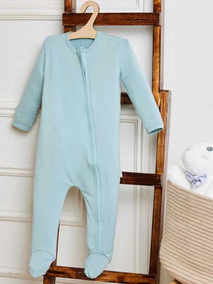 Softsens Kids Teal
                    Bamboo Zipper Rompers with Footie