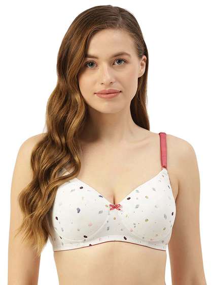 Leading Lady White
                        & Grey Abstract Bra Lightly Padded