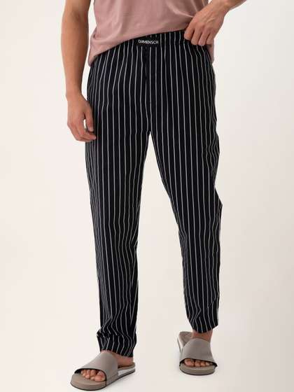 DAMENSCH Men Striped
                      Stretchable Cotton Tapered Fit Lounge Pants