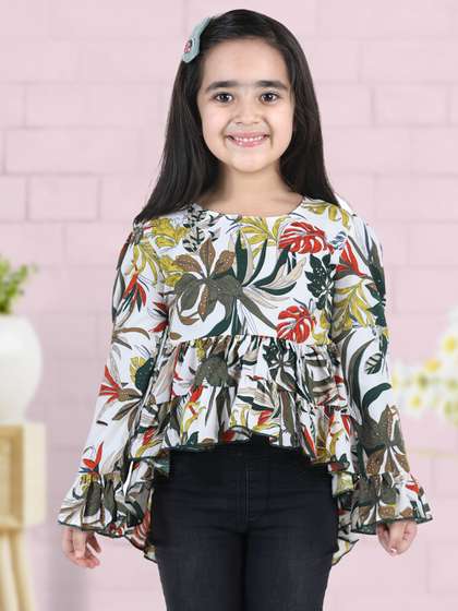 Cutiekins White Floral
                    Crepe Regular Top
