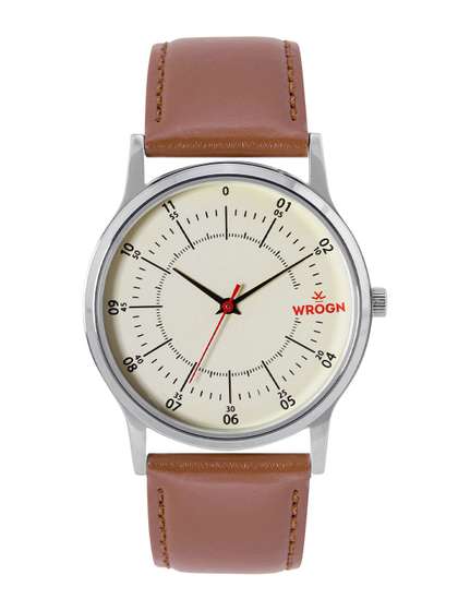 WROGN Men Cream-Coloured
                    Dial & Brown Leather Straps Analogue Watch
                    WRG00042E
