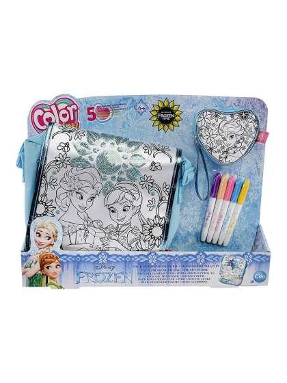 Color Me Mine Kids Blue & White Sequin Messenger & Purse Pack With 5 Markers