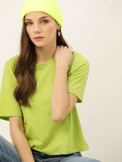 DressBerry Women
                        Lime Green Solid T-shirt