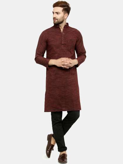 Enchanted Drapes Men Woven Design Kurta