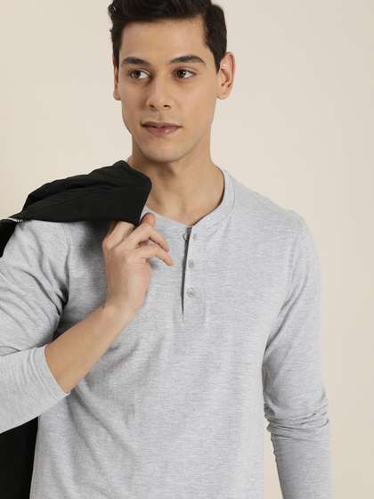 INVICTUS Men Grey Solid Full Sleeve T-shirt