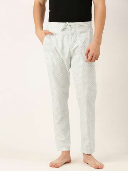 Peter England Men
                        White Printed Pure Cotton Lounge Pants