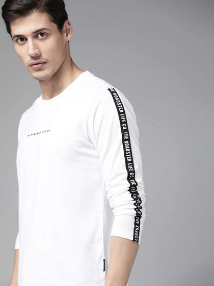 Roadster The Lifestyle Co Men White Pure Cotton Brand Logo Printed T-shirt