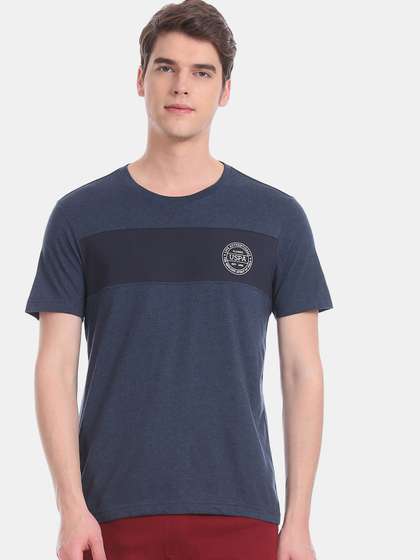 U.S. Polo Assn. Men
                        Blue Colourblocked Lounge T-shirt