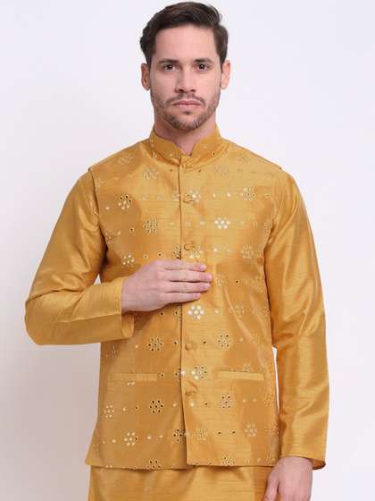 KRAFT INDIA Silk Mirror Work Nehru Jacket