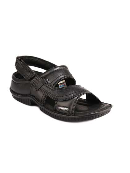 Red Chief Men Black
                      Leather Comfort Sandals