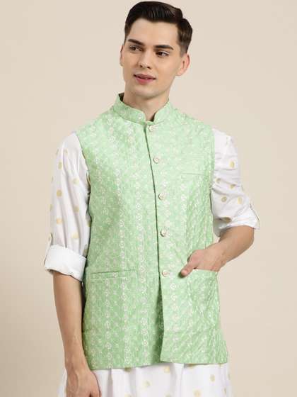 SOJANYA Chikankari Nehru Jacket