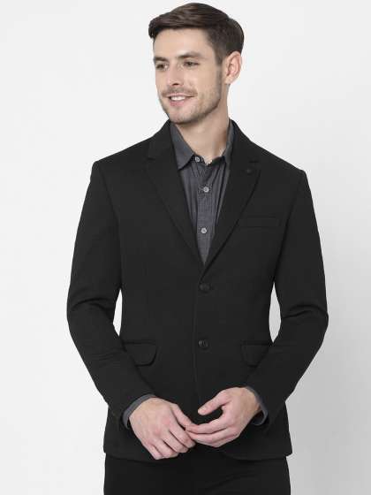 Mufti Men Black Solid Single-Breasted Casual Blazer