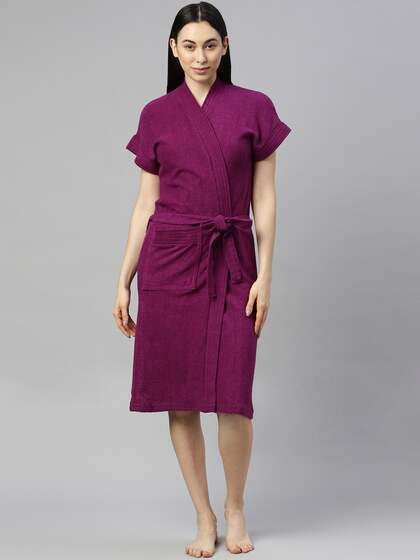 GOLDSTROMS Women Purple Solid Cotton Bath Robe